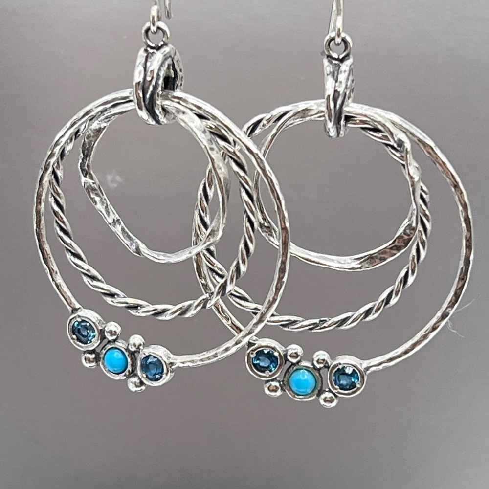 Southwestern Sterling Silver Graduated Hoops